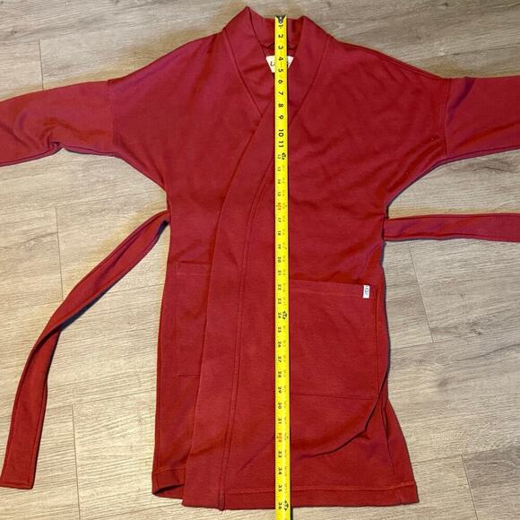 UGG Women’s Burgundy Lounge Robe Size Small Cozy Cotton Blend Belted Wrap - Picture 13 of 13